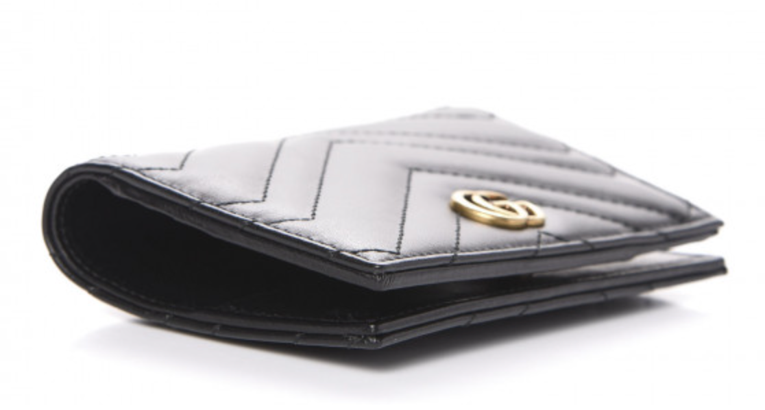 GUCCI Calfskin Matelasse GG Marmont Passport Case Black