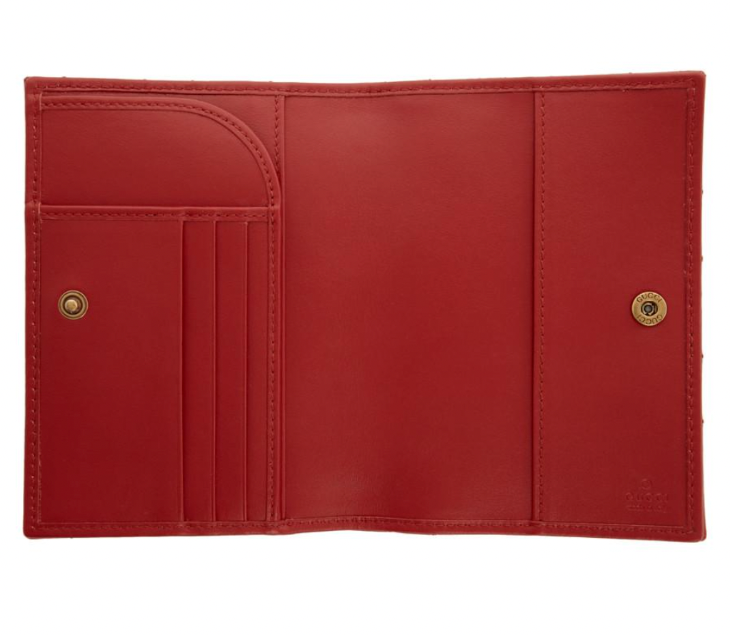 GUCCI Calfskin Matelasse GG Marmont Passport Case In Red