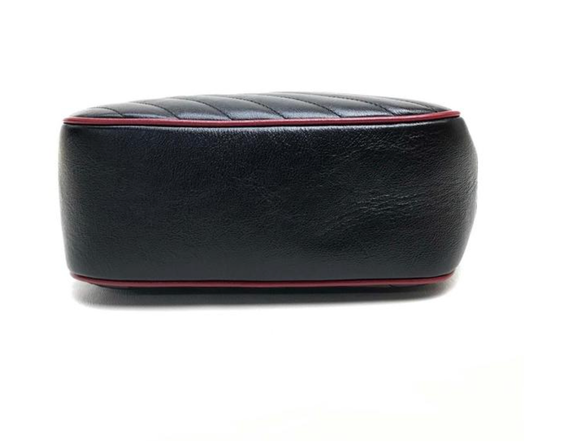 Gucci Black Matelassé Leather GG Marmont Bamboo Small Bag
