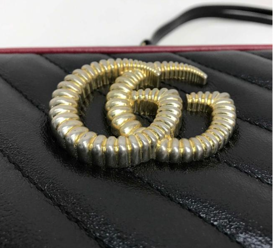 Gucci Black Matelassé Leather GG Marmont Bamboo Small Bag