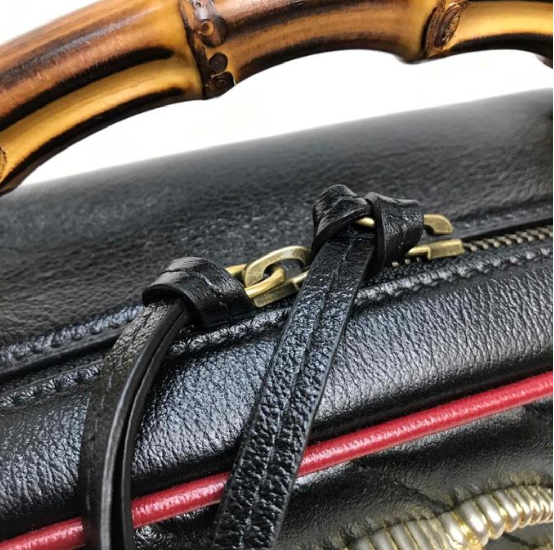 Gucci Black Matelassé Leather GG Marmont Bamboo Small Bag