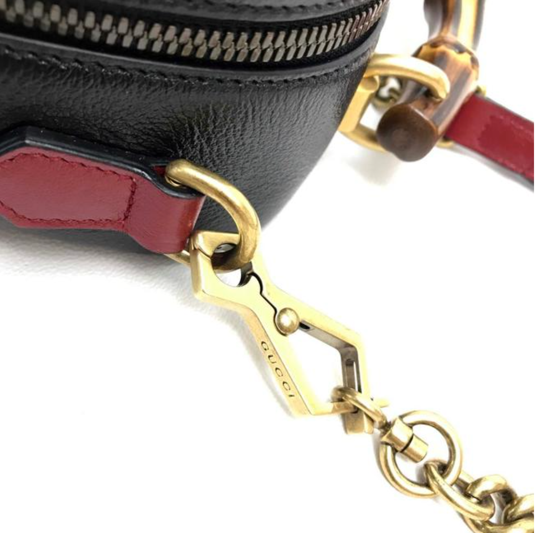 Gucci Black Matelassé Leather GG Marmont Bamboo Small Bag