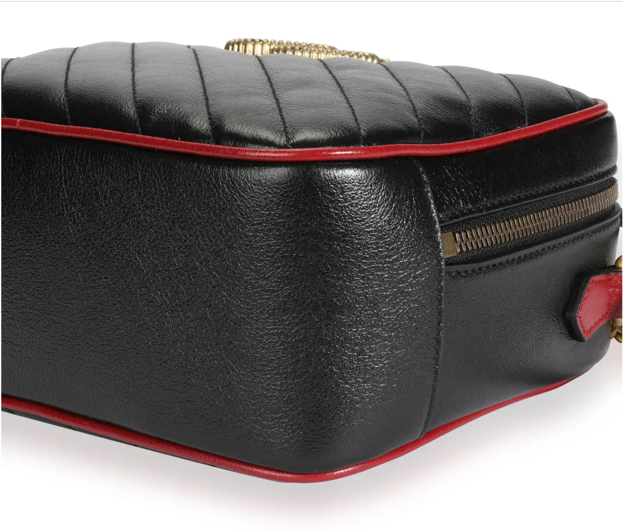 Gucci Black Matelassé Leather GG Marmont Bamboo Small Bag