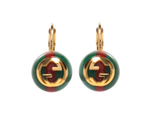 GUCCI Green Red Web Striped Earrings