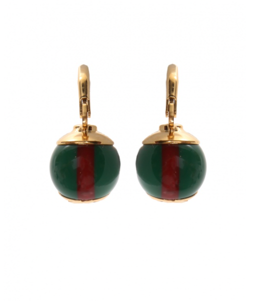 GUCCI Green Red Web Striped Earrings