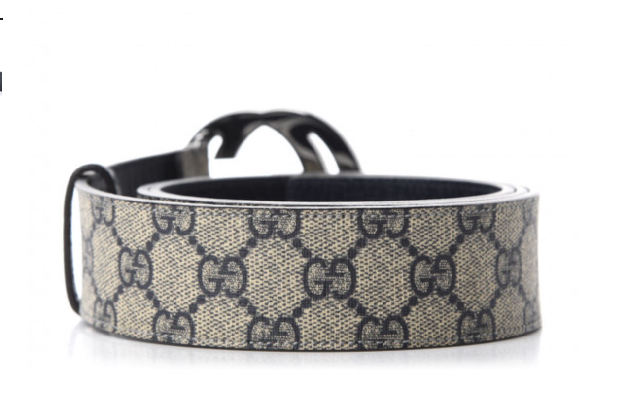 GUCCI GG Supreme Monogram Interlocking G Belt in Navy