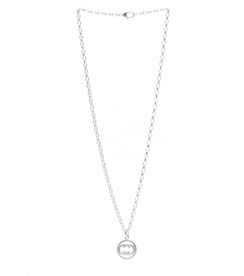 GUCCI Interlocking Circle GG Pendant Necklace in Sterling Silver