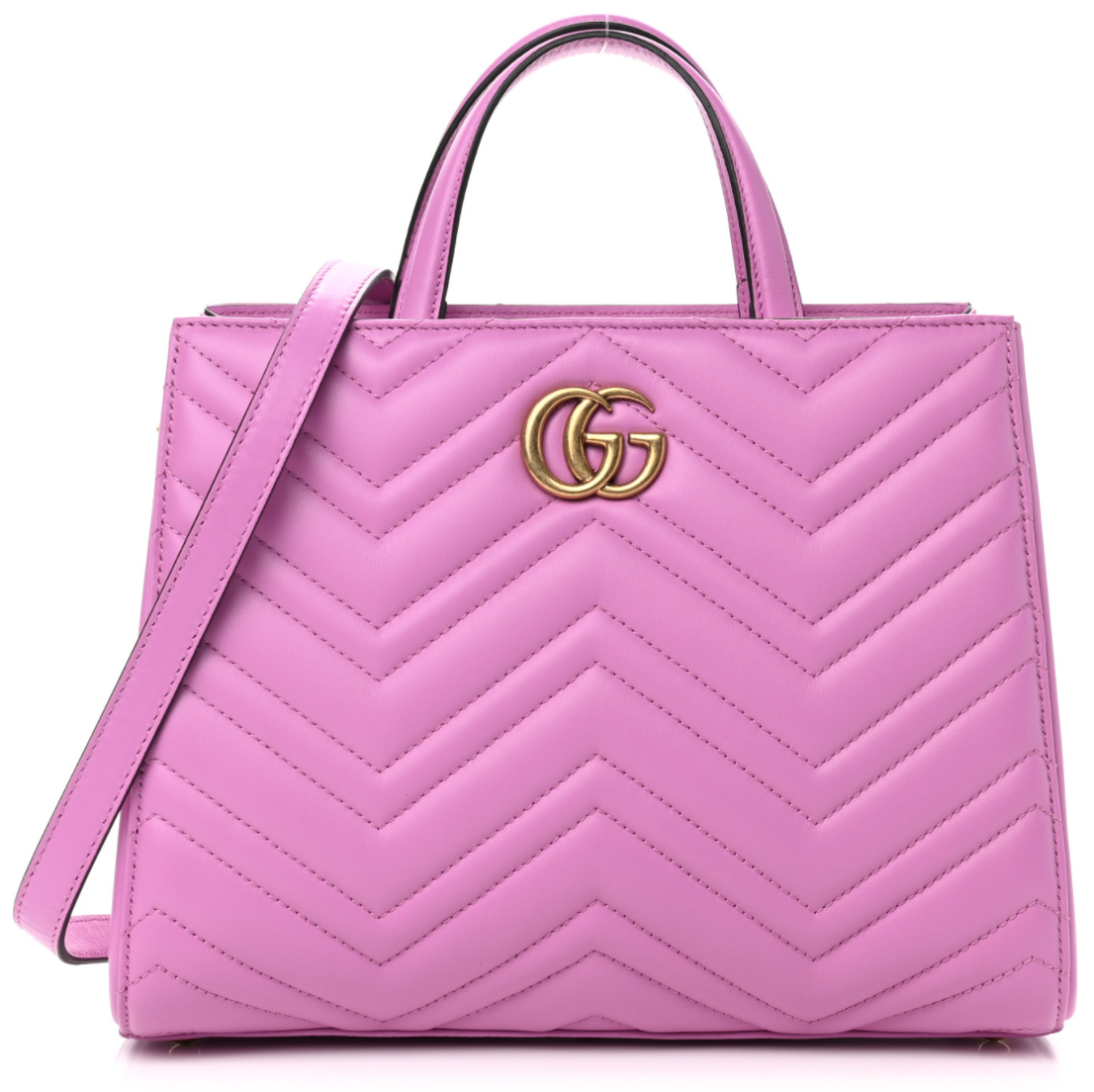 GUCCI Calfskin Matelasse Small GG Marmont Tote Candy Pink