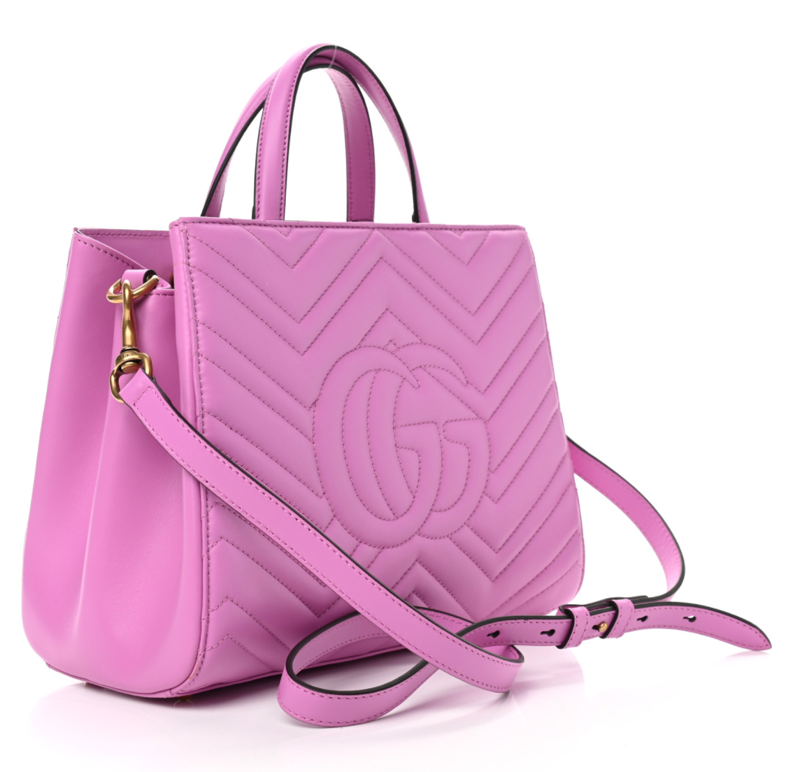 GUCCI Calfskin Matelasse Small GG Marmont Tote Candy Pink