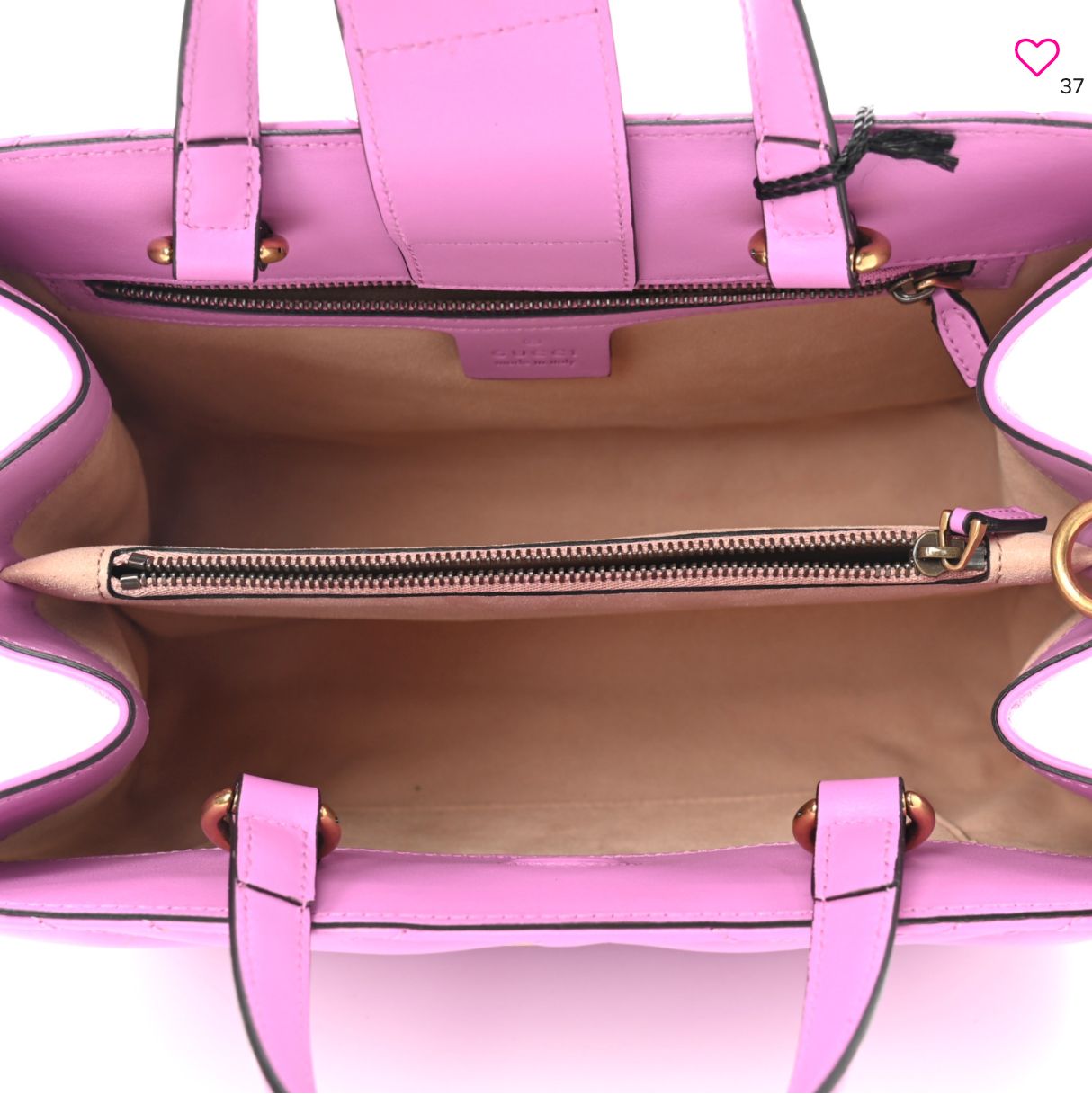 GUCCI Calfskin Matelasse Small GG Marmont Tote Candy Pink
