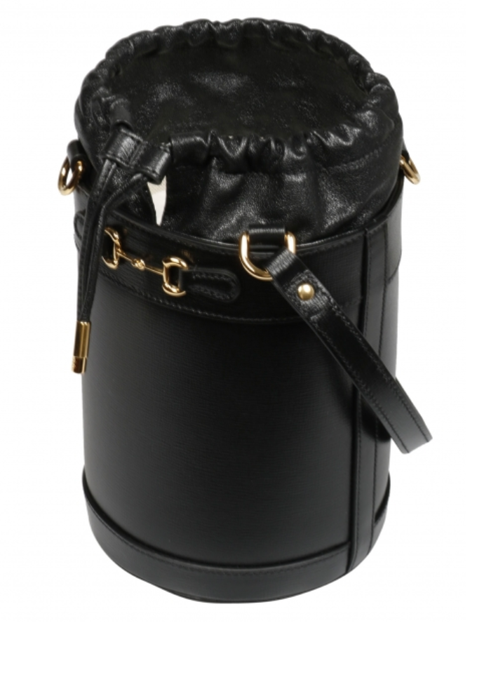 Gucci Horsebit Black Leather Bucket Bag