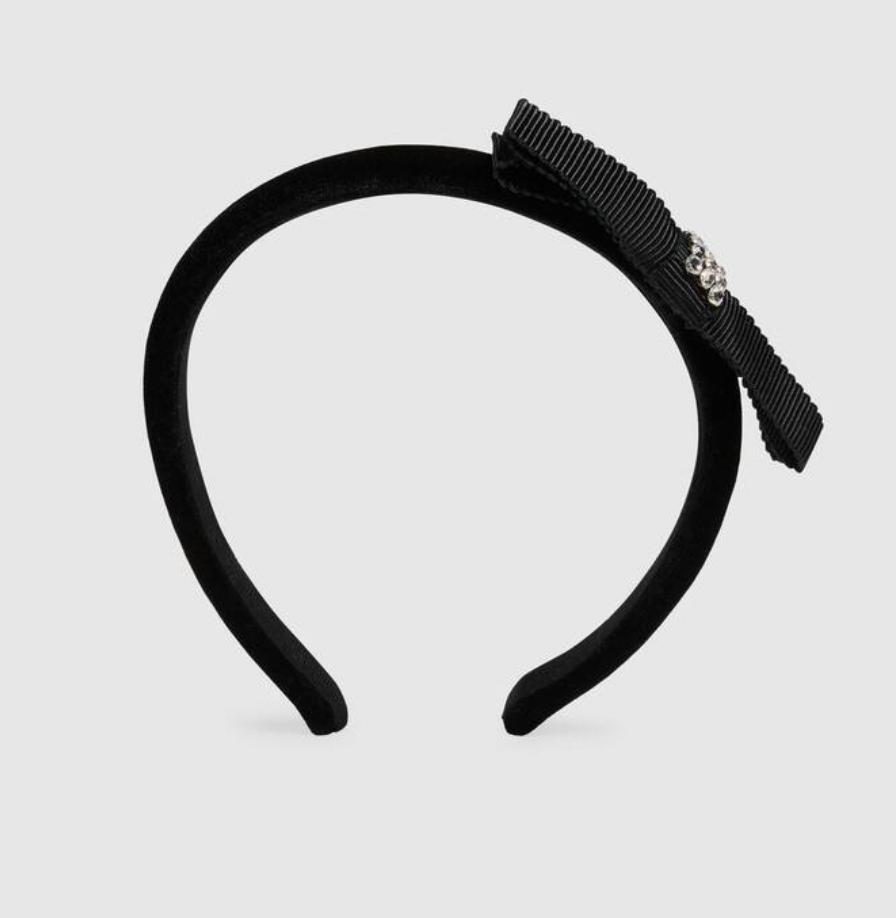 GUCCI Velvet Headband With Crystal Bow