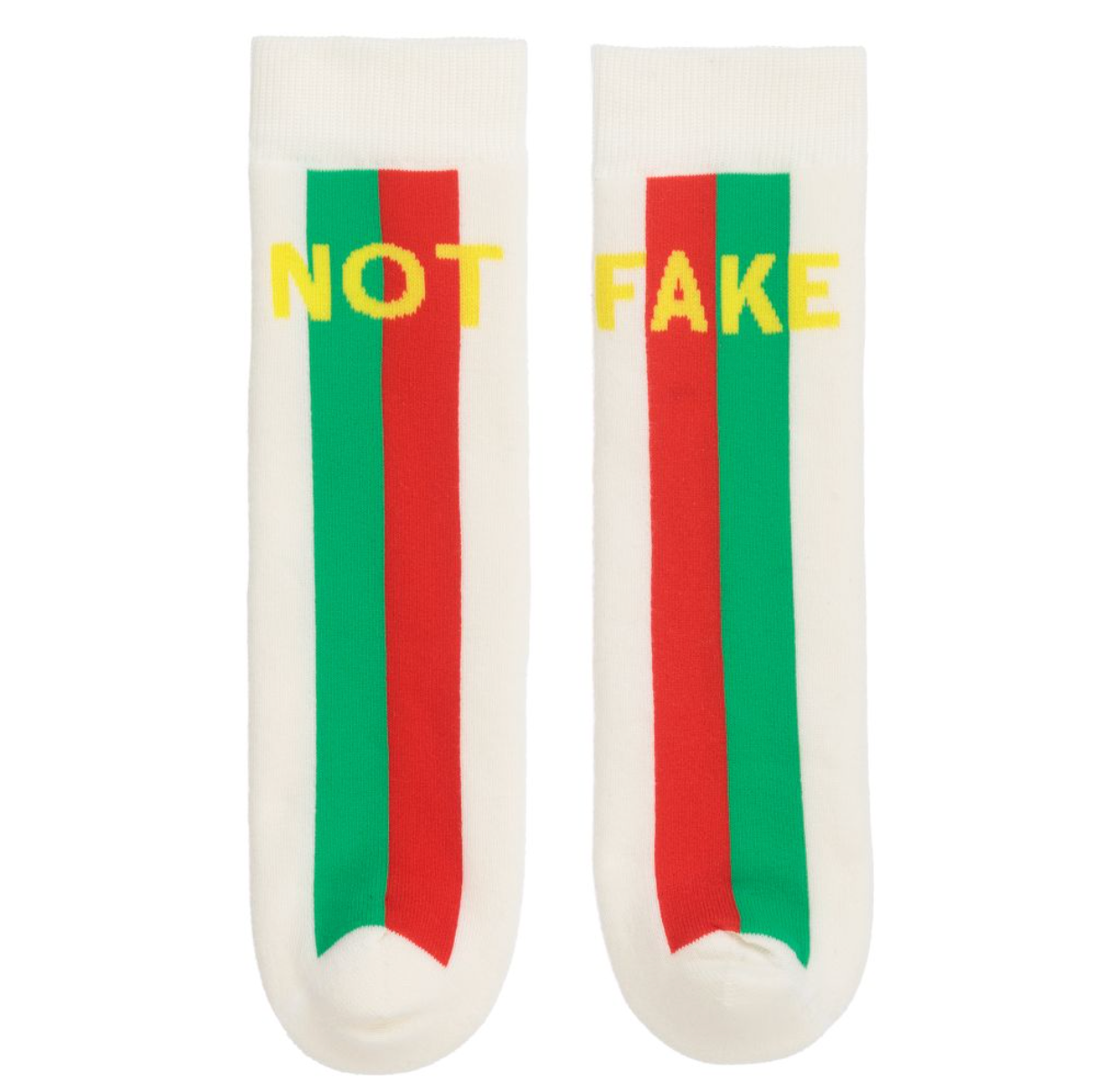 GUCCI Knee High FAKE/NOT Socks Ivory Stripe