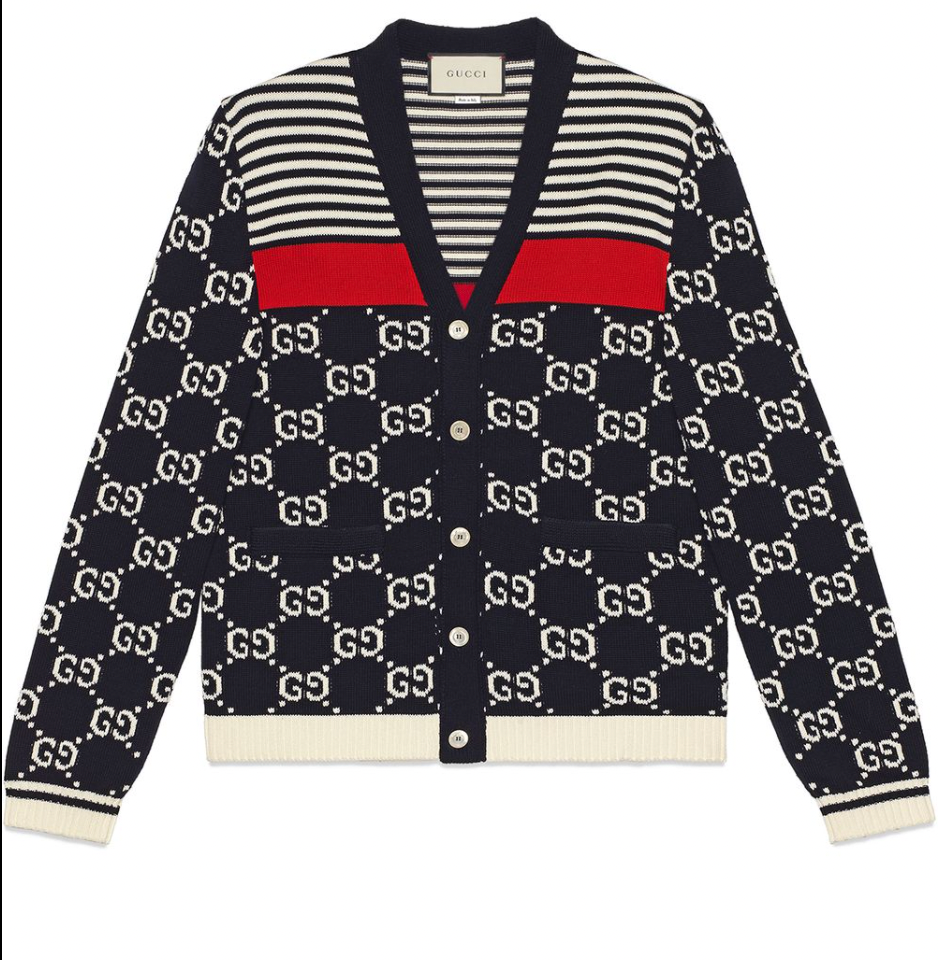 Gucci GG Supreme Striped Knit Cardigan