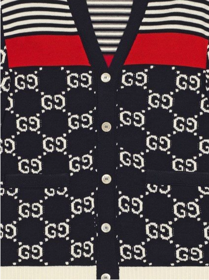Gucci GG Supreme Striped Knit Cardigan
