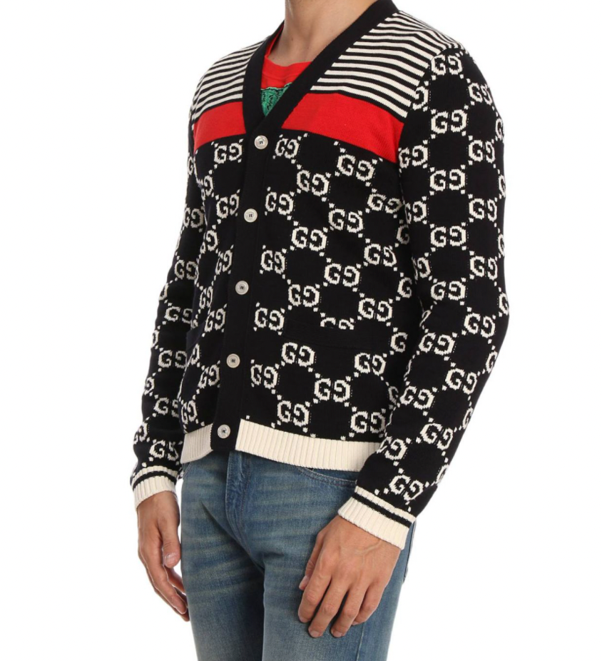 Gucci GG Supreme Striped Knit Cardigan