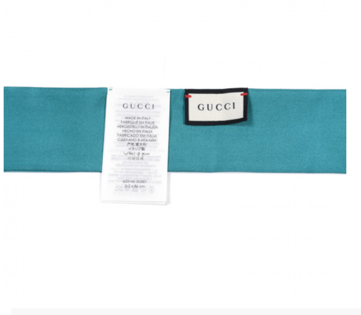 GUCCI Silk Orgasmique Neck Bow Twill Turquoise