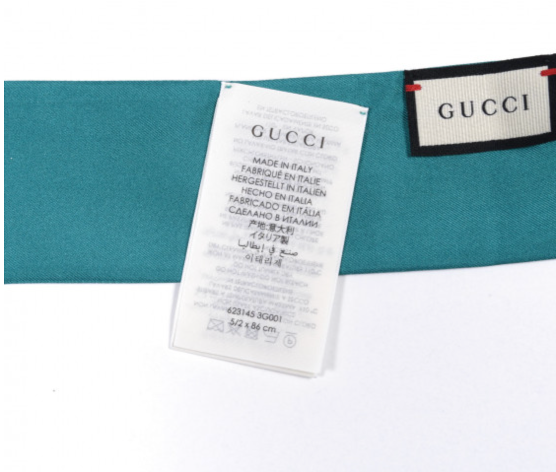 GUCCI Silk Orgasmique Neck Bow Twill Turquoise