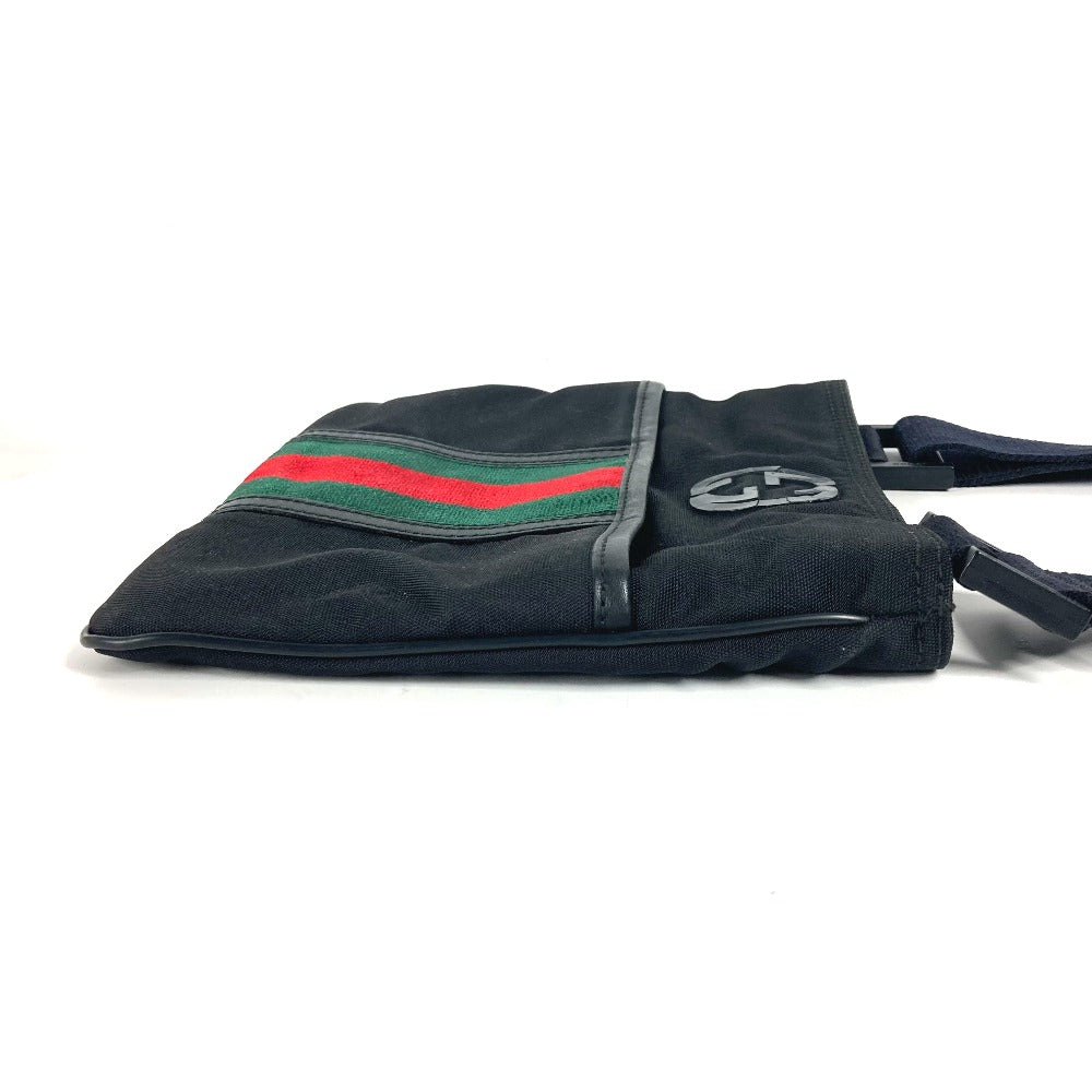 GUCCI Shoulder Bag 181068 Nylon canvas black GG Shelly line Women Used