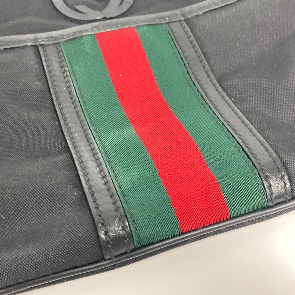GUCCI Shoulder Bag 181068 Nylon canvas black GG Shelly line Women Used