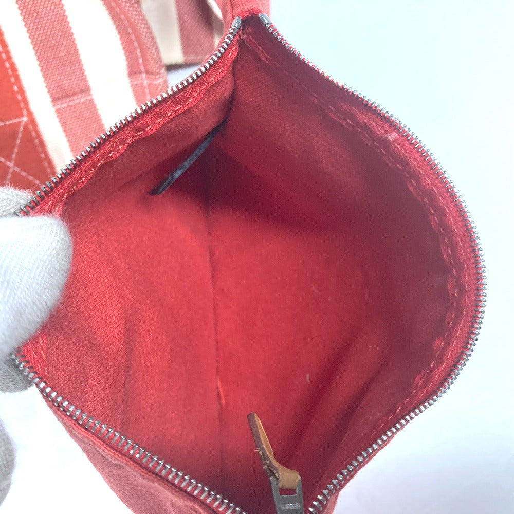 HERMES Tote Bag canvas Red stripe Cannes PM