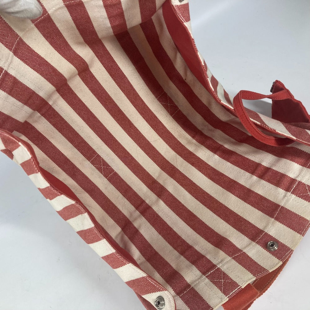 HERMES Tote Bag canvas Red stripe Cannes PM