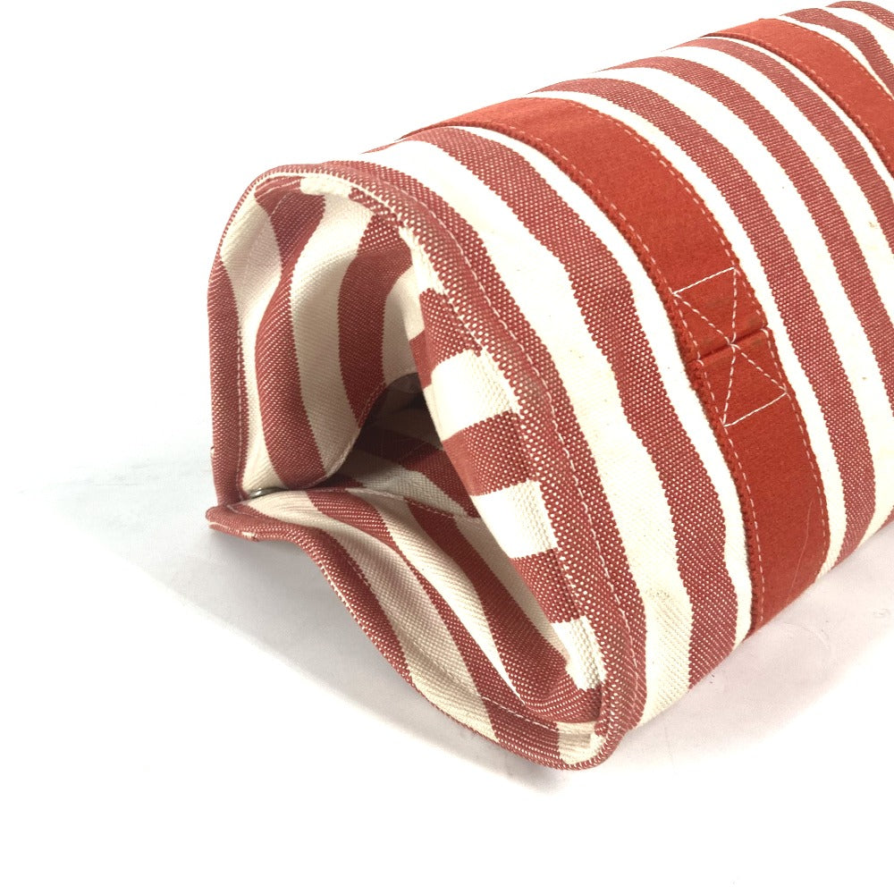 HERMES Tote Bag canvas Red stripe Cannes PM