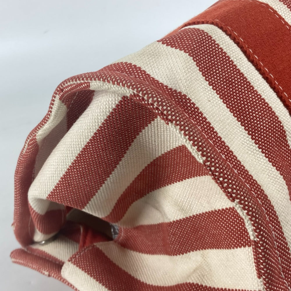 HERMES Tote Bag canvas Red stripe Cannes PM