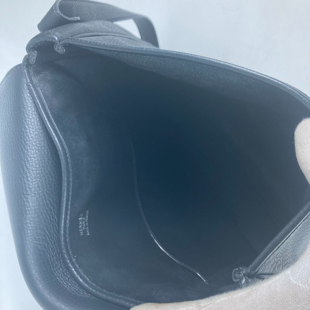 HERMES Shoulder Bag leather black Serie Christine