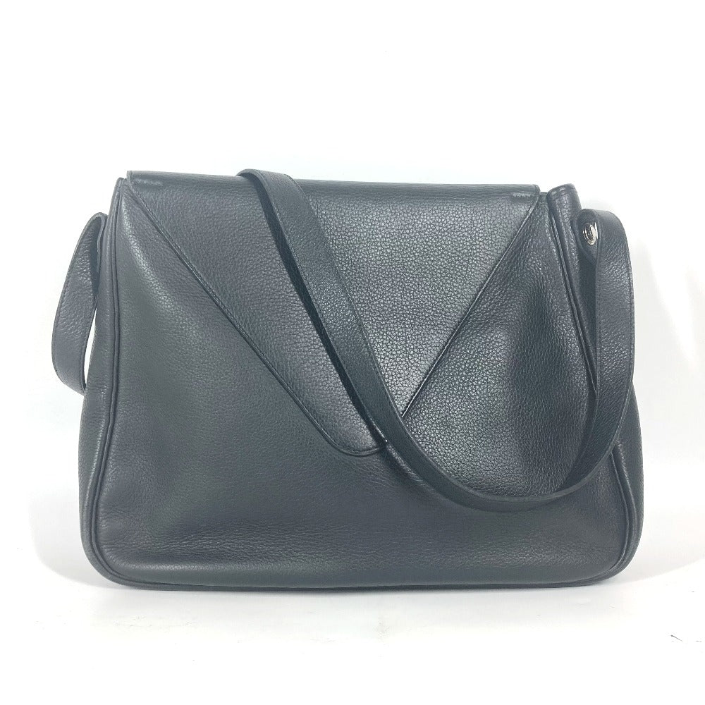 HERMES Shoulder Bag leather black Serie Christine
