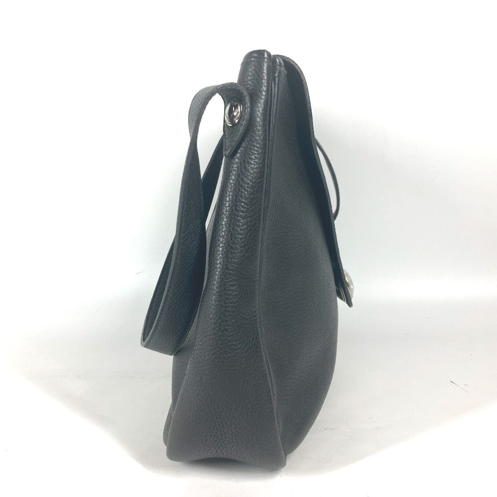 HERMES Shoulder Bag leather black Serie Christine