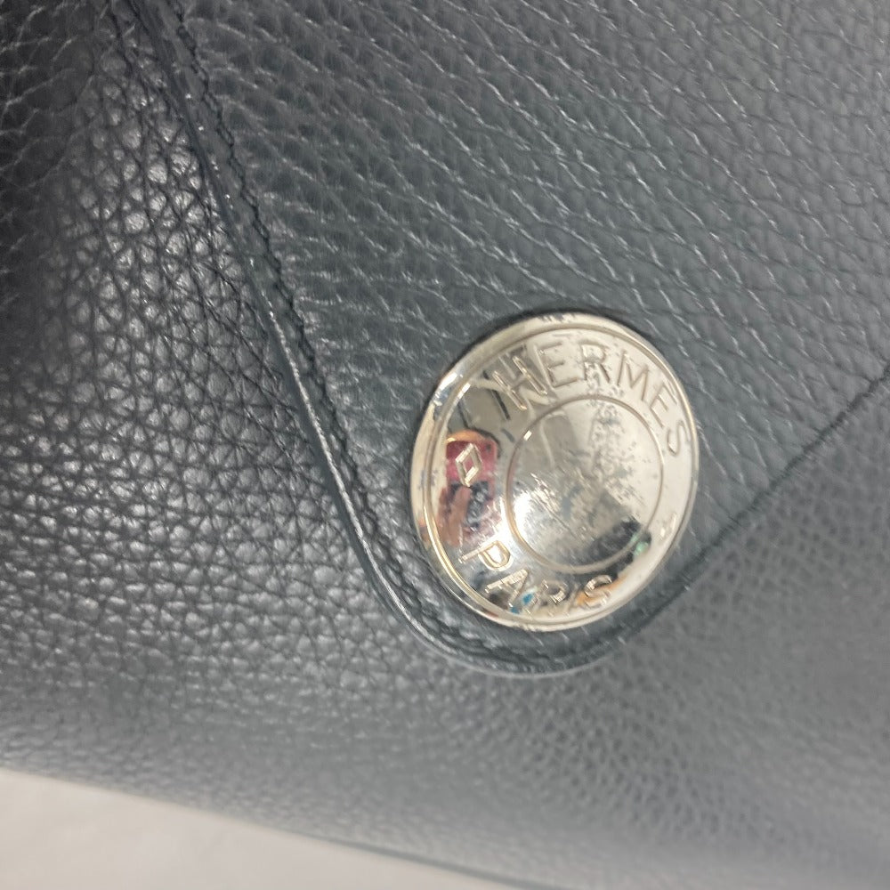 HERMES Shoulder Bag leather black Serie Christine