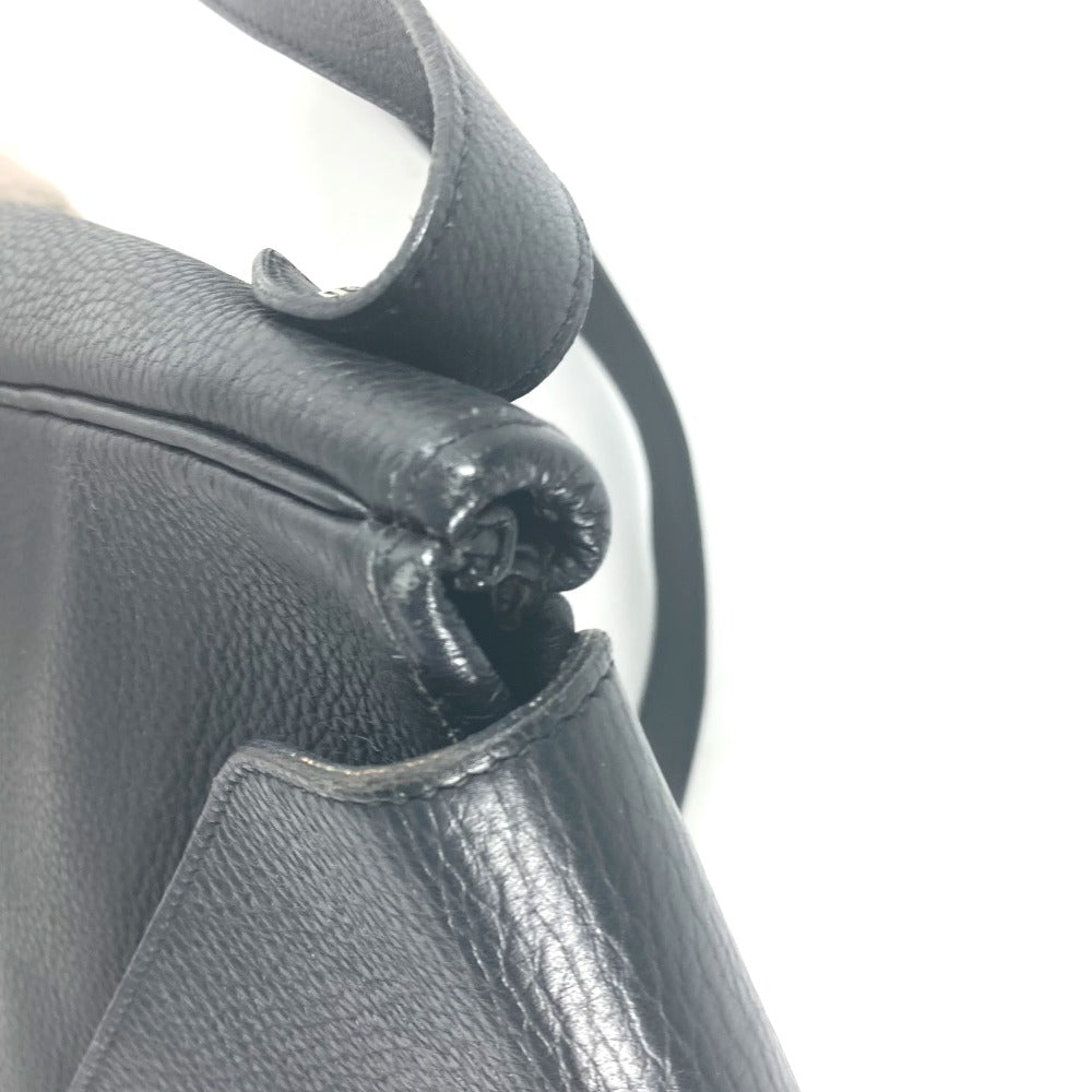 HERMES Shoulder Bag leather black Serie Christine