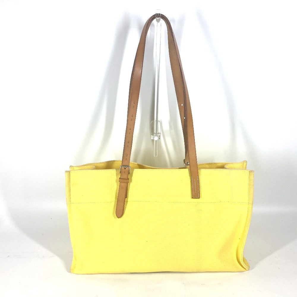 HERMES Shoulder Bag Leather / canvas yellow Etrivière Elan