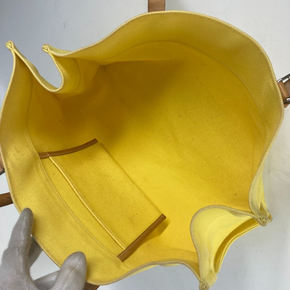 HERMES Shoulder Bag Leather / canvas yellow Etrivière Elan