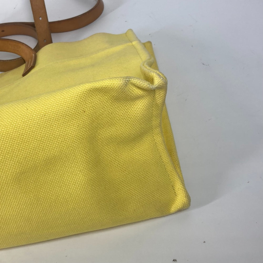 HERMES Shoulder Bag Leather / canvas yellow Etrivière Elan