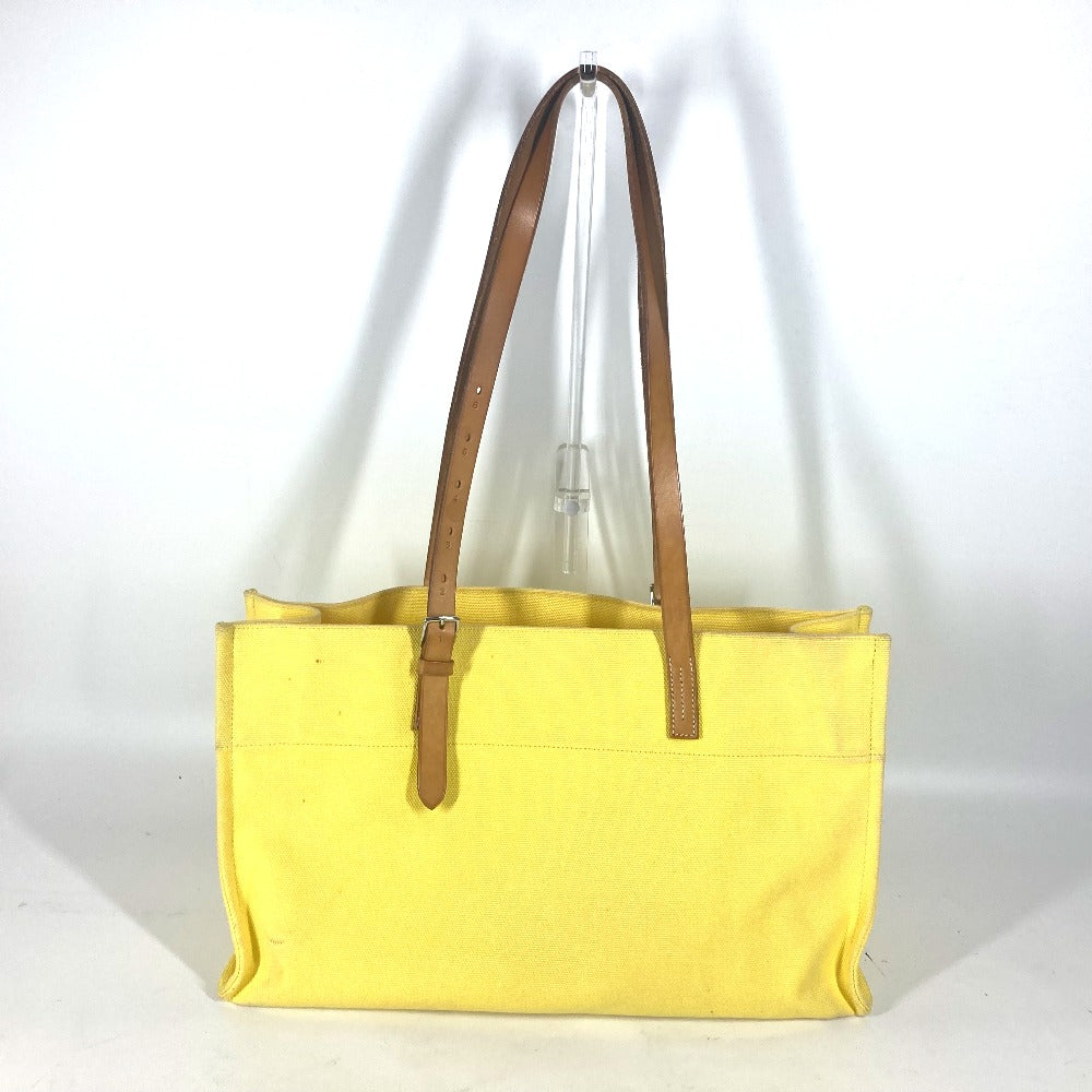 HERMES Shoulder Bag Leather / canvas yellow Etrivière Elan