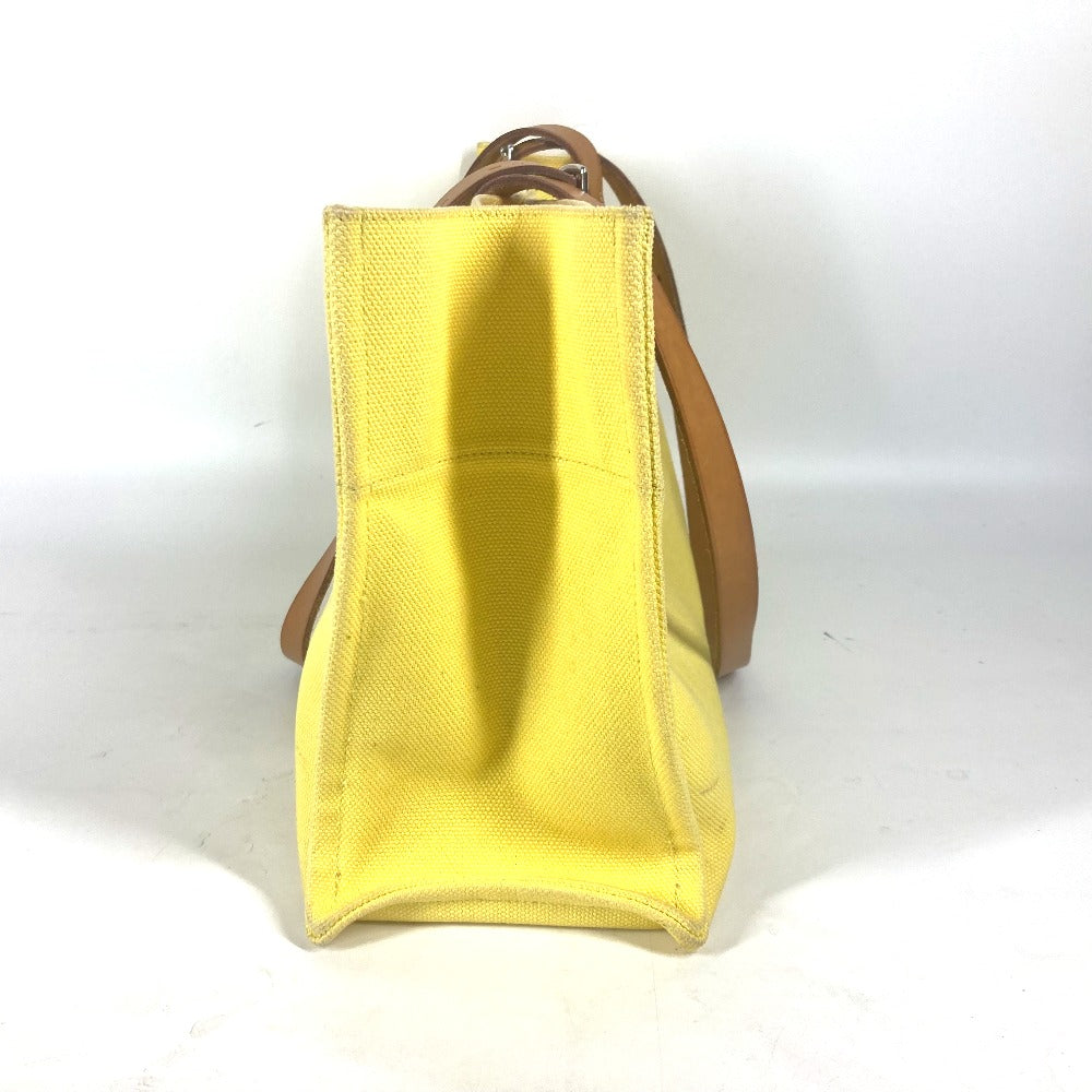 HERMES Shoulder Bag Leather / canvas yellow Etrivière Elan
