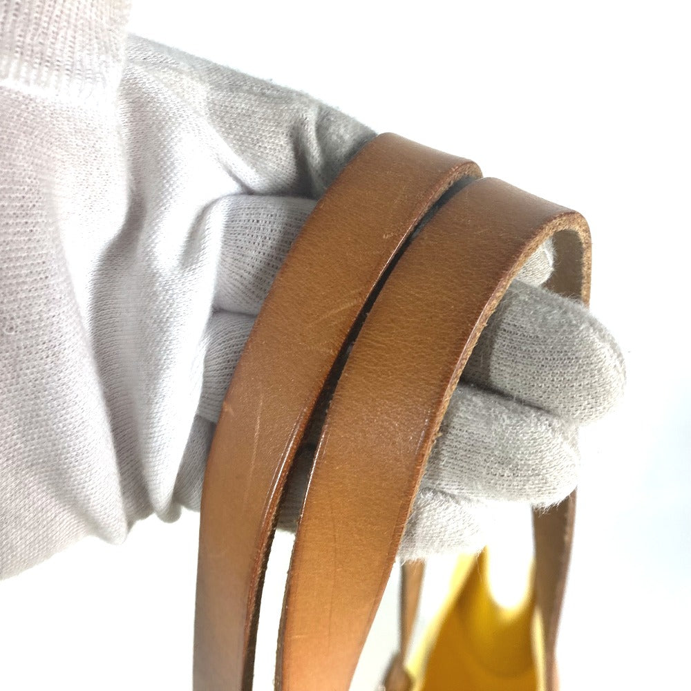 HERMES Shoulder Bag Leather / canvas yellow Etrivière Elan