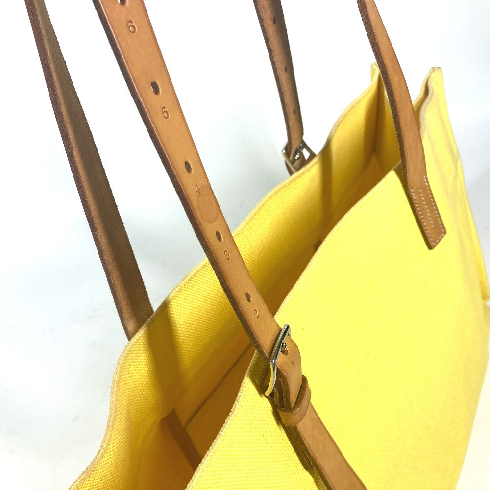 HERMES Shoulder Bag Leather / canvas yellow Etrivière Elan
