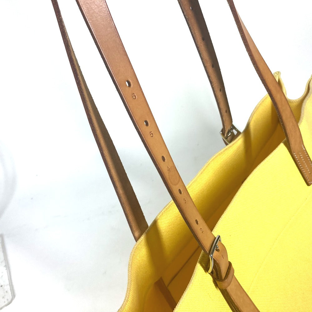 HERMES Shoulder Bag Leather / canvas yellow Etrivière Elan