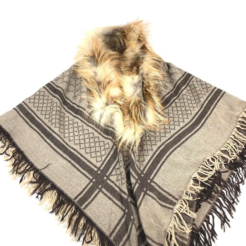 GUCCI Stall Wool, Silk, Fox beige GG with fur Women Used