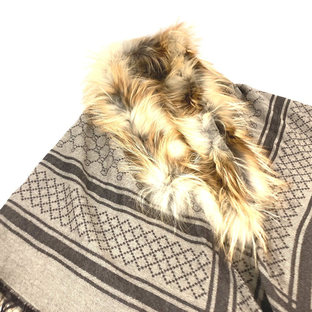 GUCCI Stall Wool, Silk, Fox beige GG with fur Women Used