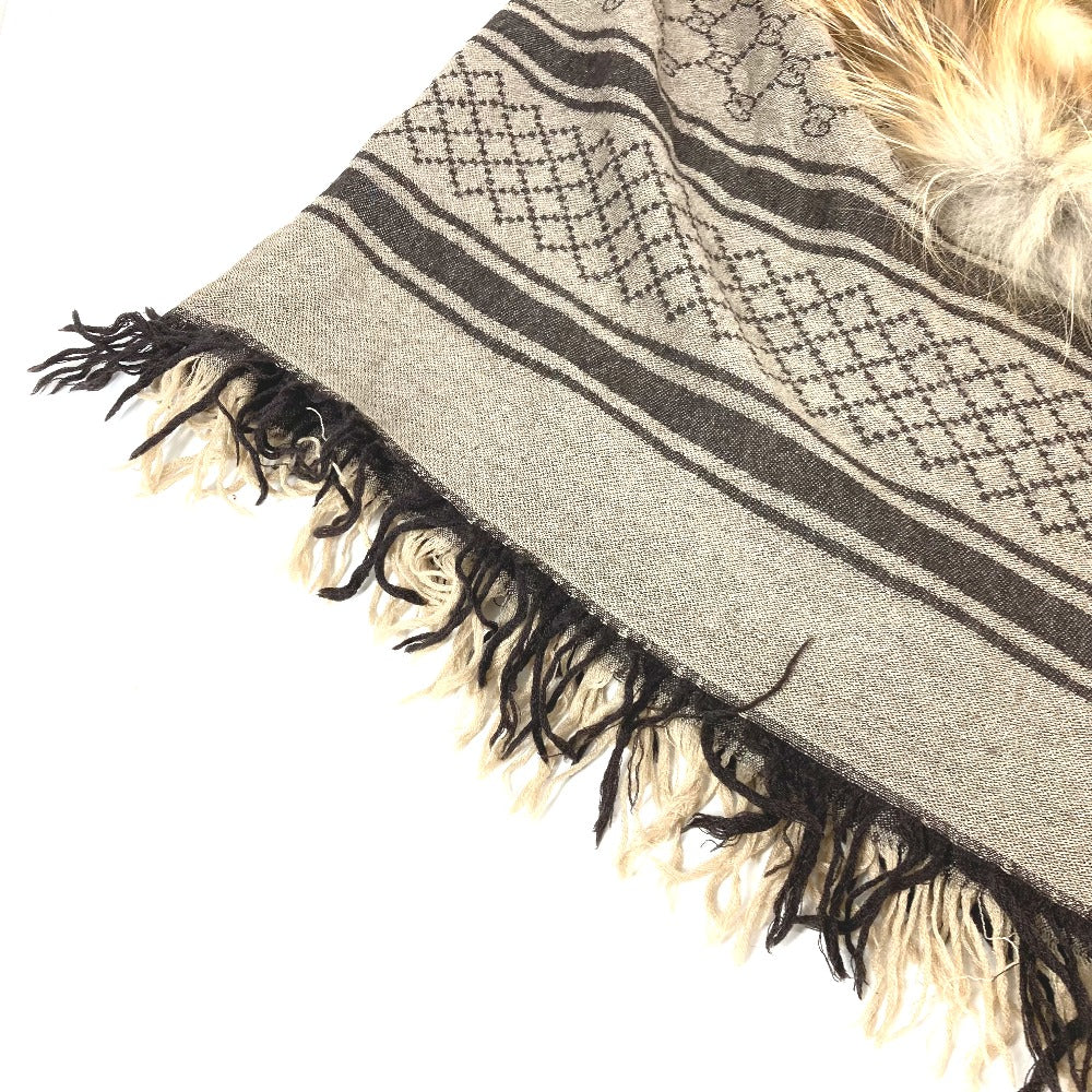 GUCCI Stall Wool, Silk, Fox beige GG with fur Women Used