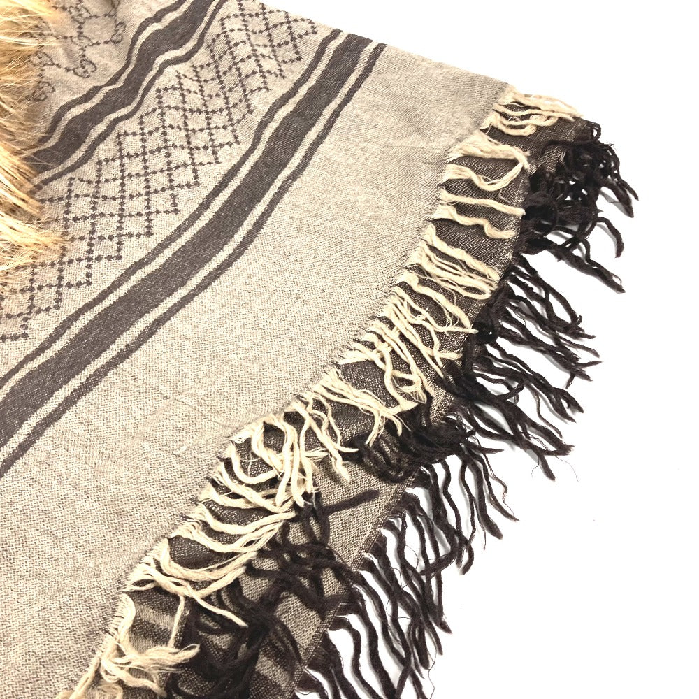 GUCCI Stall Wool, Silk, Fox beige GG with fur Women Used
