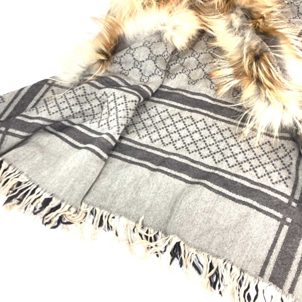 GUCCI Stall Wool, Silk, Fox beige GG with fur Women Used