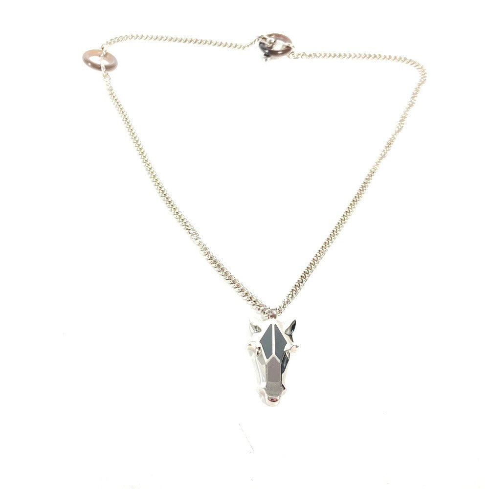 HERMES Necklace Metal, Buffalo Horn Silver Destroyer Horsehead mens Used