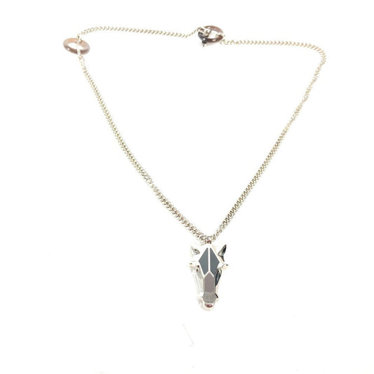 HERMES Necklace Metal, Buffalo Horn Silver Destroyer Horsehead mens Used