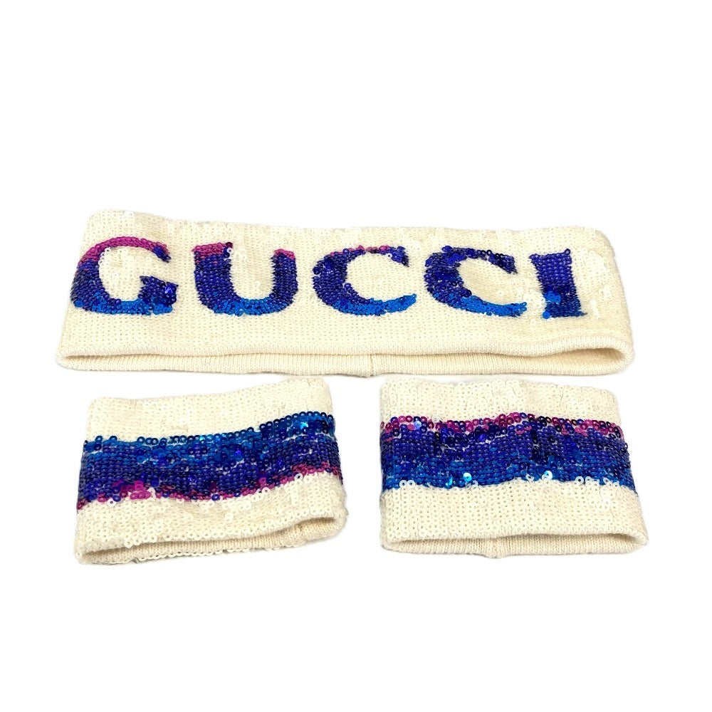 GUCCI Wristband Polyester, Cotton multicolor Sequin Sequin logo GG M