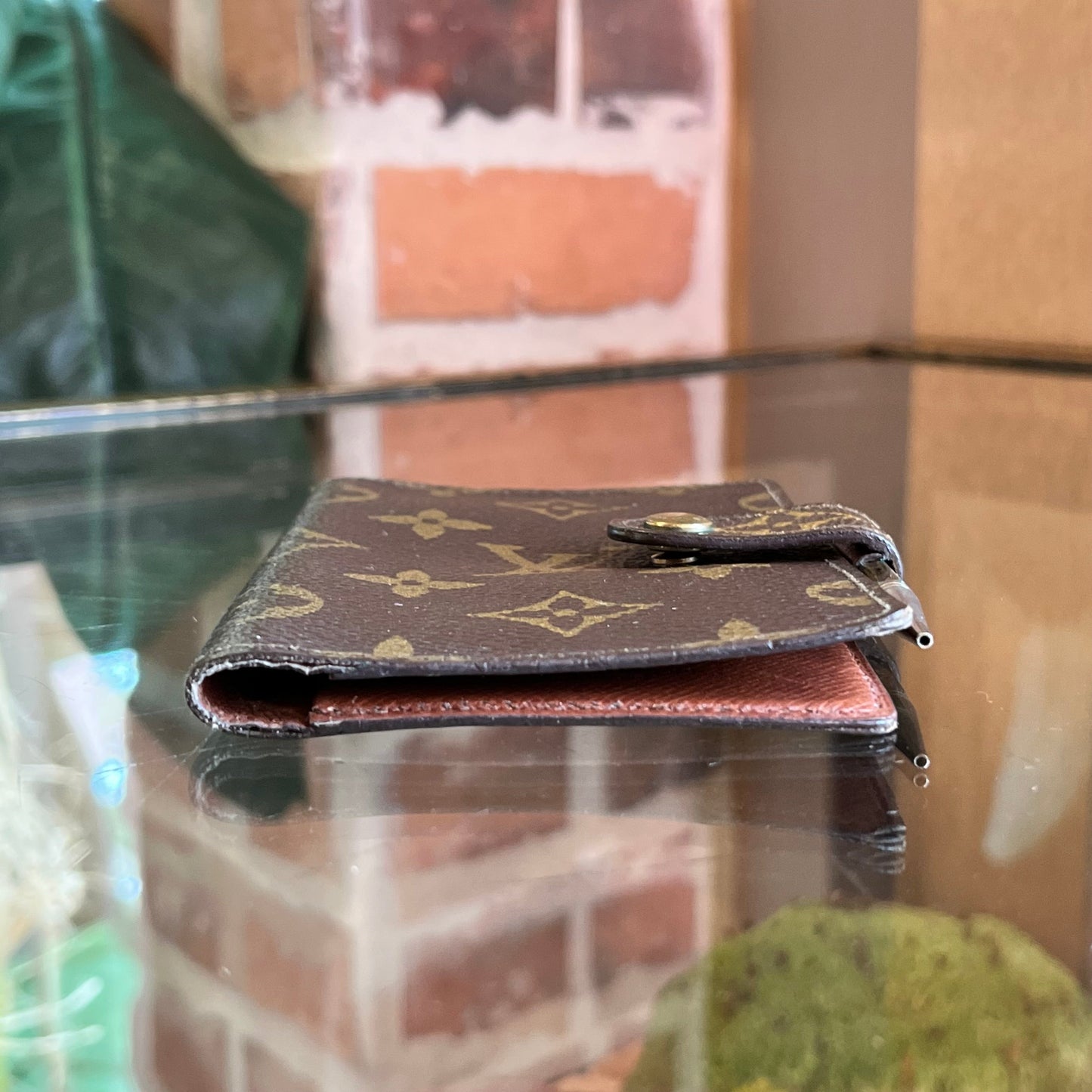 LOUIS VUITTON Brown Monogram Canvas Vintage Mini Notebook Cover and Pen TS3897